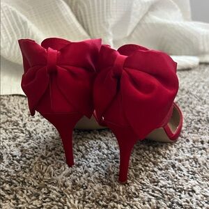 Elegant Red Bow Heels